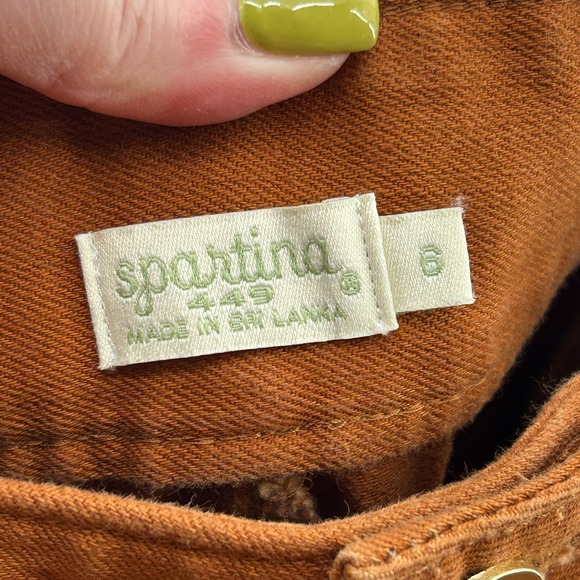 Spartina 449 Rust Orange Denim Cropped Flare Frayed Hem 6 Boho Festival Retro - Picture 6 of 13